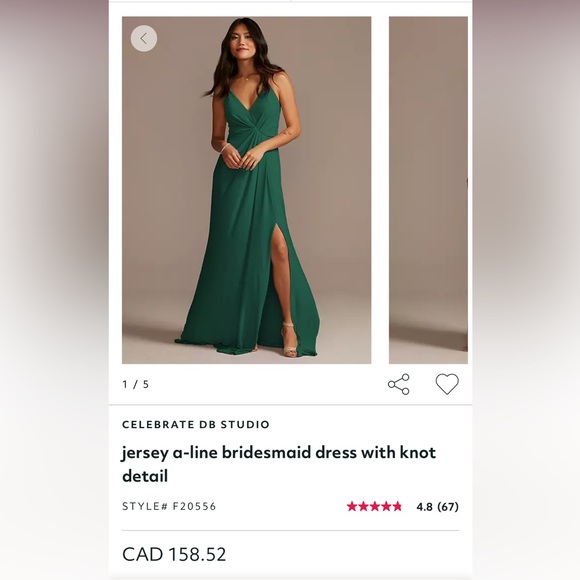 DB Jersey A-Line Bridesmaid Forrest Green Maxi Slip Dress Knot Detail💐 - Picture 2 of 16